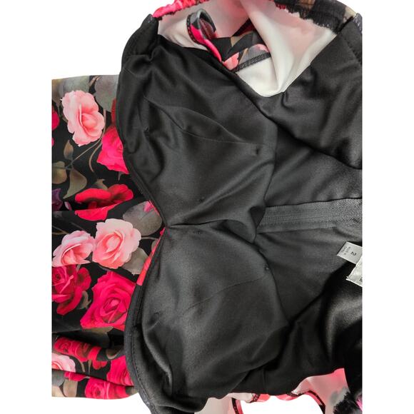 High Low Floral Dress Women's Size 2 Pink Red Black Roses Coquette WhimsyGoth - Picture 12 of 12